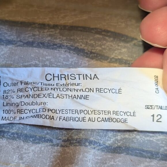 Christina Swim Mini Skirt Black Stretch Pull on Nylon with Briefs Pleated Front - Picture 4 of 4